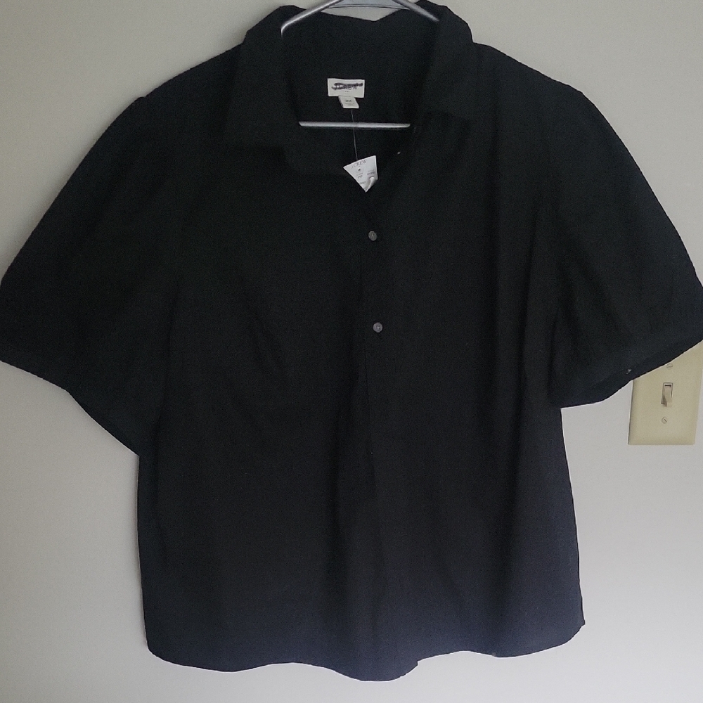 J. Crew Factory Black Puff Sleeve Blouse 2X NWT
